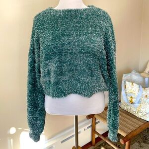 Sparkly green Anthropologie Maeve XL sweater.